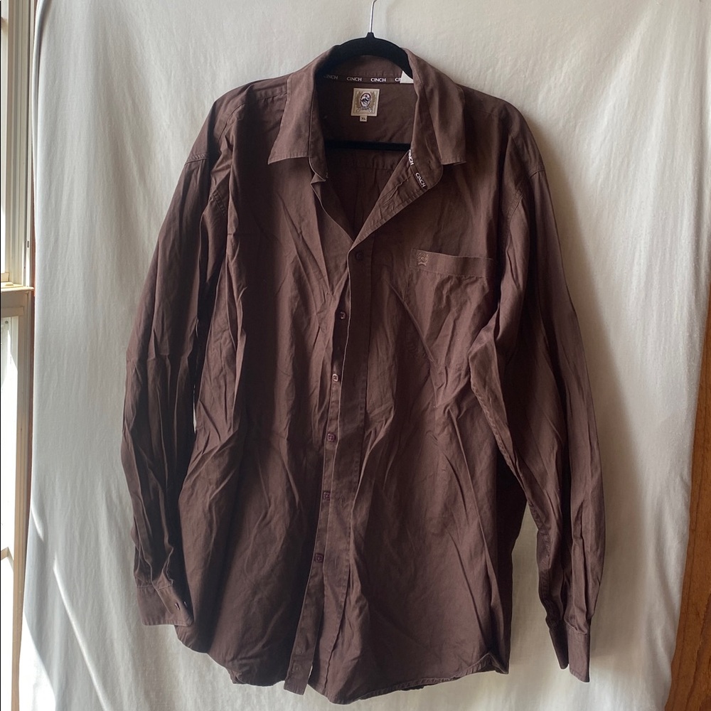 Cinch Chocolate Brown Collared Shirt